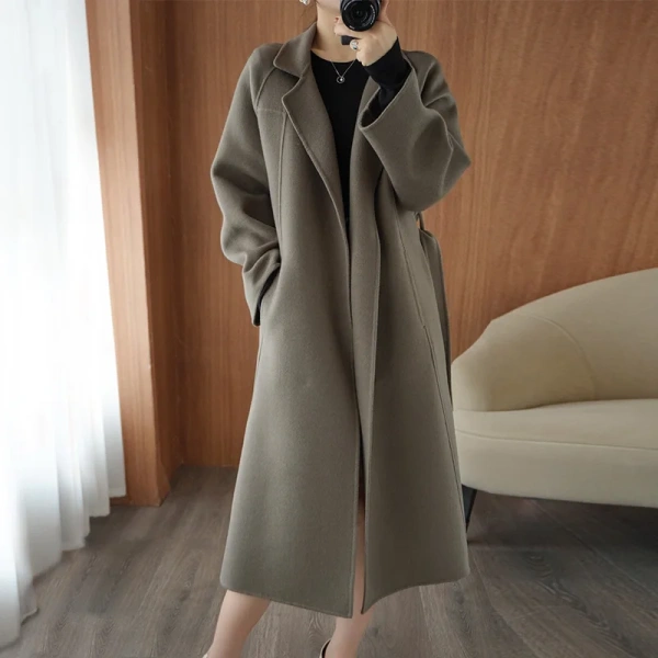 Handmade Winter Quality Goods Women s Wear Women's Wool Blends Coat Made in Cashmere Coat Spot Stock - Image 3