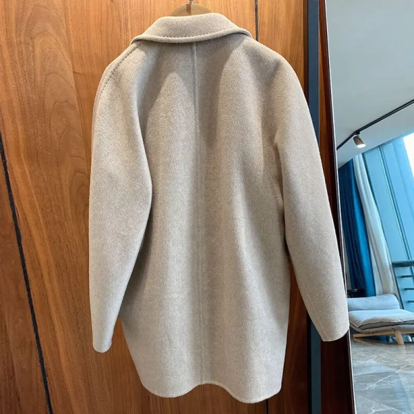 100% Cashmere Short Payment Loose Coat Winter Double-faced Woolen Goods  Handmade Quality Goods Spot Stock - Image 2