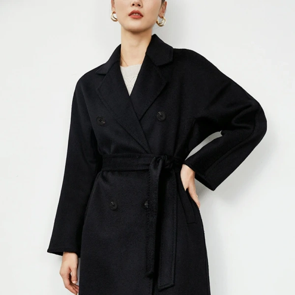 High End Water Ripple  Double Sided 100% Cashmere Coat Classic Double-breasted Luxurious Women s Wear - Image 5