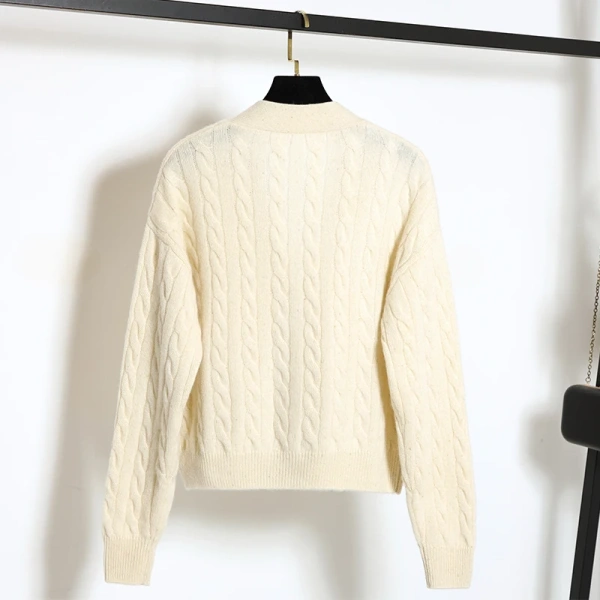 V Neck Cashmere Sweater Single Breasted 100% Cashmere Knitted Cardigan for Women - Image 2