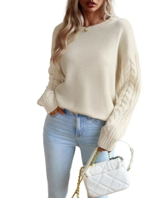 Winter Long Sleeve Knitwear O Neck Thick Knitted 100% Wool Sweaters Women