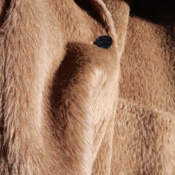 Real Pure Peruvian Imported Warm Alpaca Wool Mid-Length Winter Loose Coat Elegant Luxury Understated - Image 4