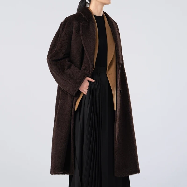 Double Faced Long Woolen Coats Winter Luxury Alpaca Wool Trench Coats for Women - Image 2