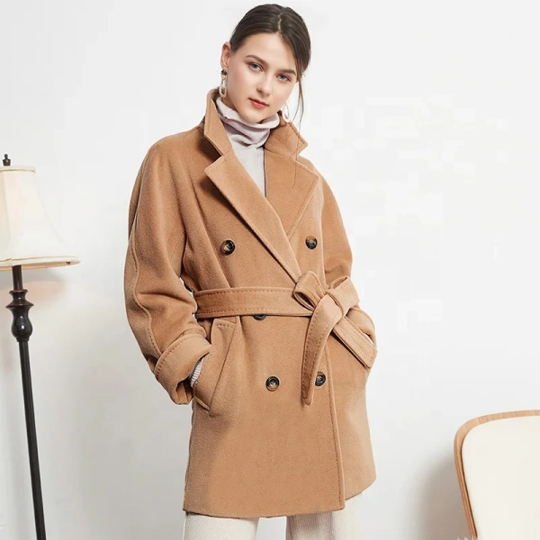 90% Wool +10% Cashmere Double Breasted High-end Selected Cashmere Coat Winter Thickening Warm in Stock - Image 5