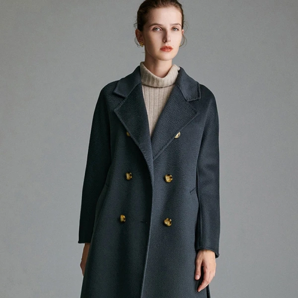Winter Price Double-faced Woolen GoodsLong Winter100%wool Ladies Coat Regular Sleeves - Image 6