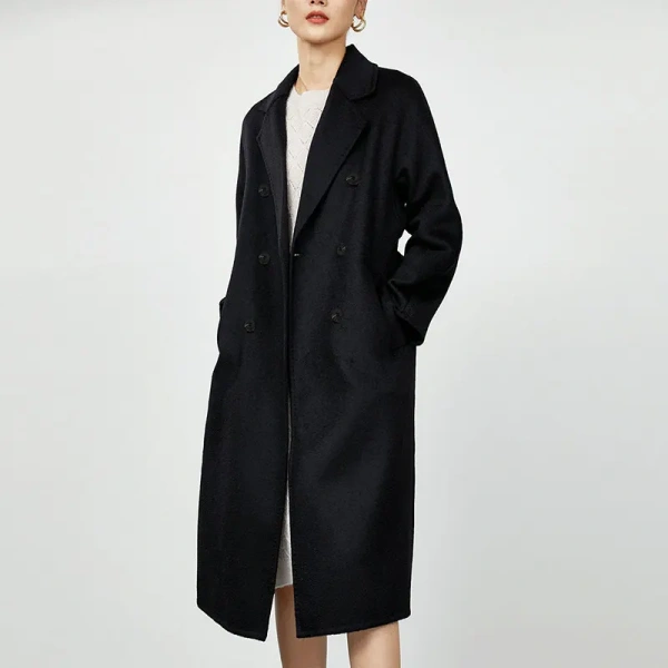 High End Water Ripple  Double Sided 100% Cashmere Coat Classic Double-breasted Luxurious Women s Wear - Image 6