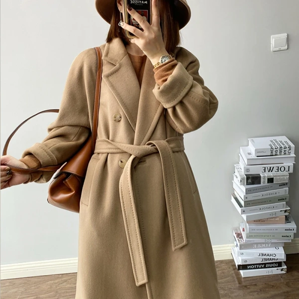 Winter High Quality Long Winter Wool Ladies Coat With Pocket Concealed Buckle New Design  Fashion Classic Commuting - Image 5