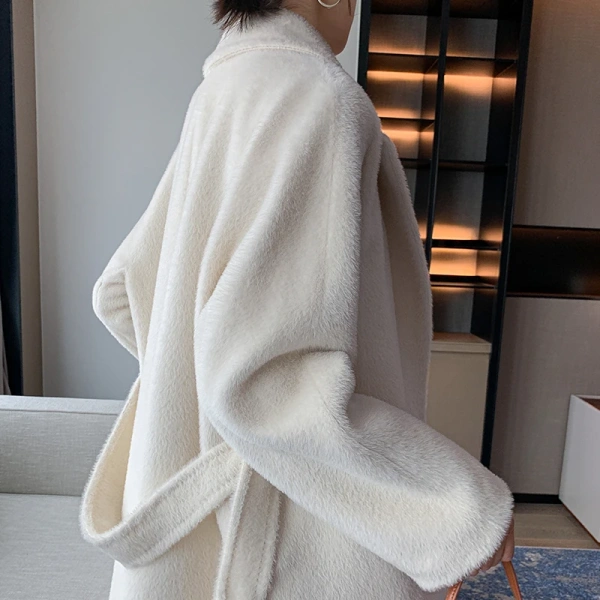 High Quality Peru Alpaca Hair Winter Thickening Keep Warm Plush Europe and America Popular Long Cashmere Coat - Image 5