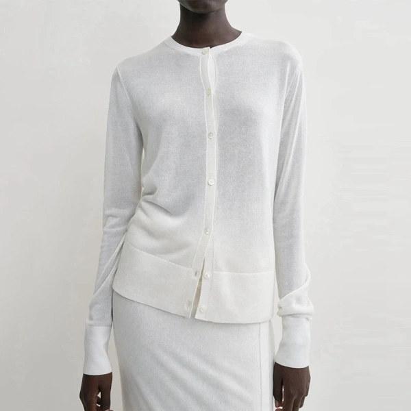 Spring Summer Lyocell Knit Sweater Single Breasted Cashmere Knitted Cardigans for Women - Image 3