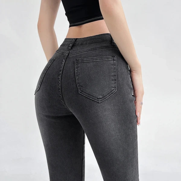 2025 Cotton Jeans High Waist Wide Leg Denim Pants Women With Tassels - Image 4