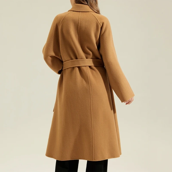 Autumn Winter Double Faced Classics Woolen Coats Luxury Long 100% Real Wool Coat Women With Belt - Image 2