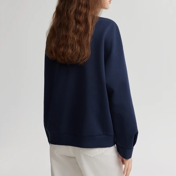Splicing Design Pullover O Neck Knitted Cotton Sweater Women - Image 2