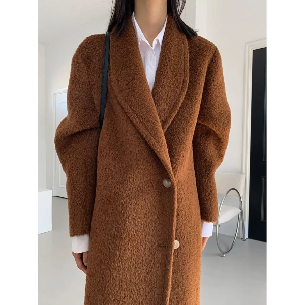 Swan Collar Suli Alpaca Double-sided Cashmere Coat Tweed Jacket Women 2025 Autumn and Winter - Image 3