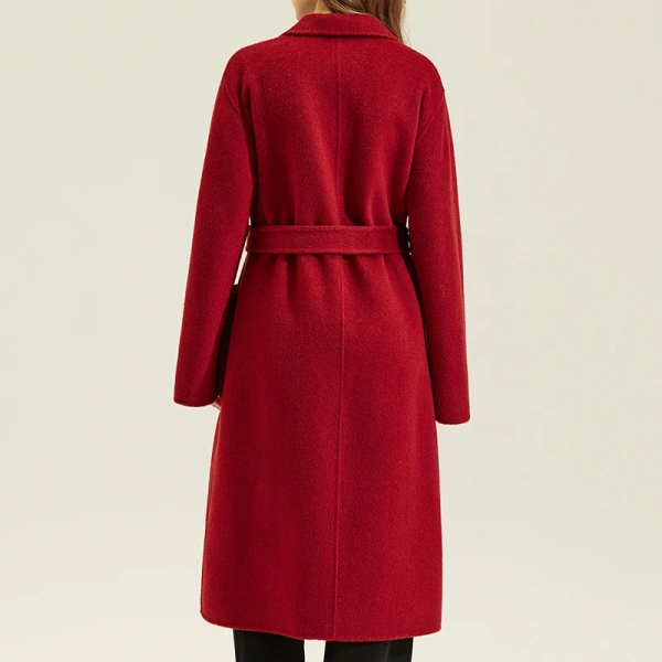 Handmade Goat Cashmere Coat Winter Genuine Long Genuine Wool Coats Women With Belt - Image 2