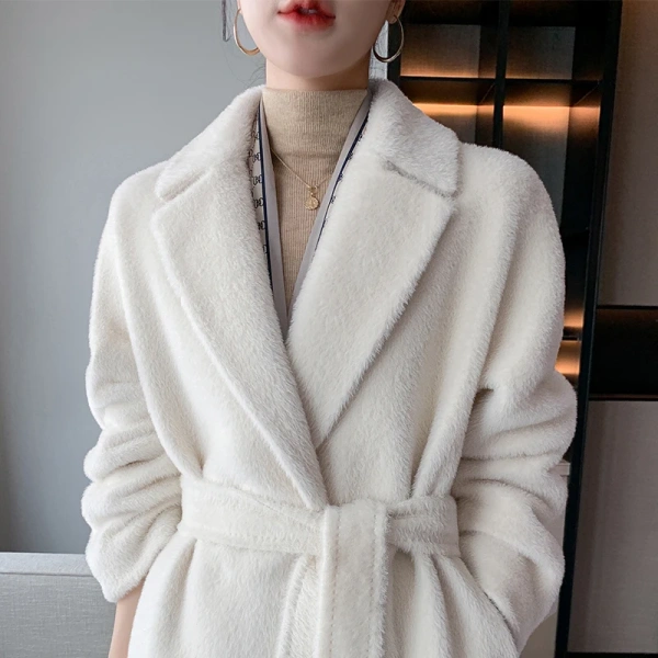 High Quality Peru Alpaca Hair Winter Thickening Keep Warm Plush Europe and America Popular Long Cashmere Coat - Image 4