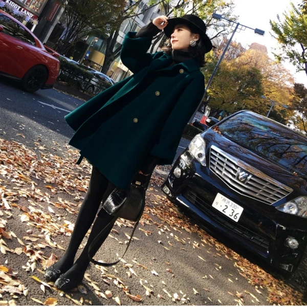 100% Cashmere Black Double-sided Cashmere Coat Female in 2025 the New  Autumn and Winter of Brief Paragraph Woollen Coat - Image 2