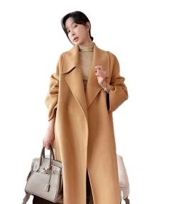 High-end High Quality Soft Warm Classic Double-breasted Lace-up Long-sleeved Women's Cashmere Coat