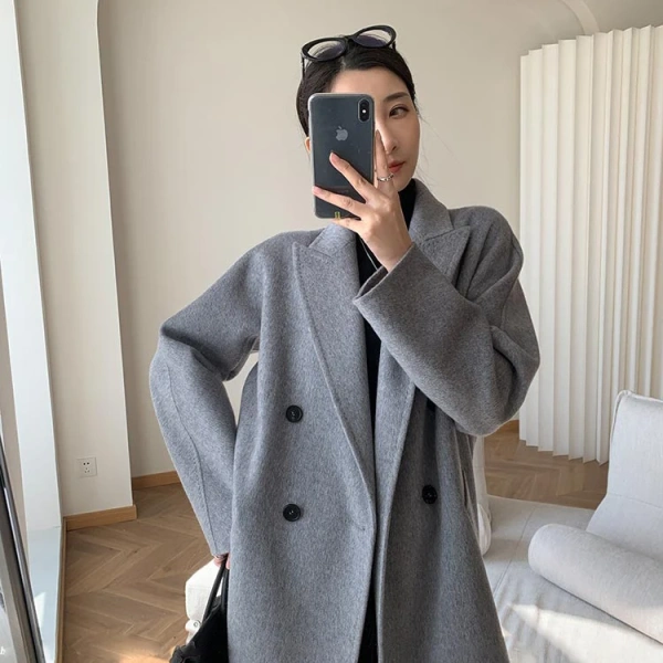 The Most Popular High-end Double-sided Cashmere Haute Couture Women's Long High-quality Woolen Coat This Fall and Winter - Image 2