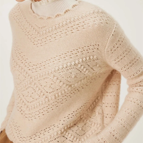 Spring Summer Hollow Out Knitwear Handmade 100% Cashmere Sweaters for Women - Image 5