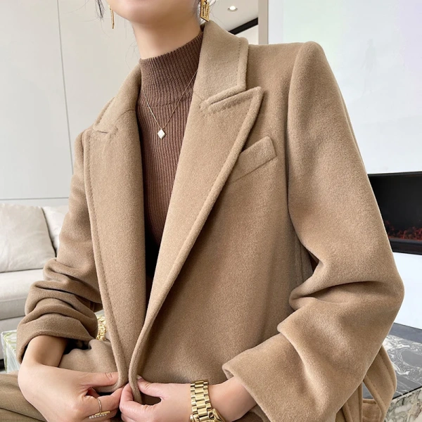 Fit Long Cashmere Coat Winter Women Elegant Wool Coat New Trends Slim Ladies Women Girls,women Wool Blends Wool Lining FormalF