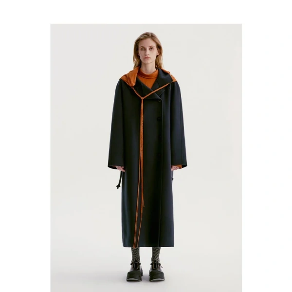 This Winter's New Small Round Neck Thickened Double-sided Wool Warm Coat square Neck Coat Fresh Simple Solid Color - Image 4