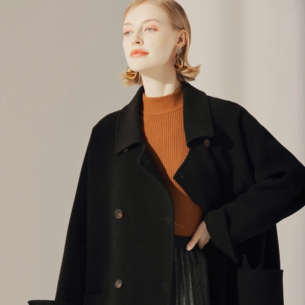 Popular Design Winter High Quality Classic Double-breastedLong Winter  Wool Ladies Coat Women's Wool Blends - Image 6