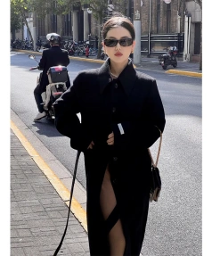 Positive Shoulder Thin Version Narrow 100 Wool Double-sided Coat High Quality Temperament Medium-length Tweed Jacket
