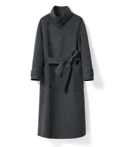 Winter Stand Collar Genuine Camel Cashmere Coat Double Faced Long Real Wool Coats Women With Belt
