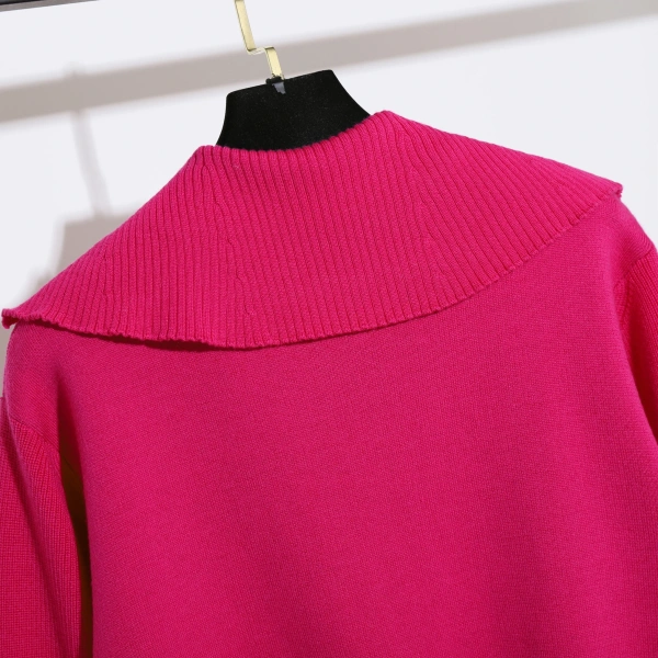 Spring Polo Collar Pullover Long Sleeve Women 100% Wool Knitted Sweaters - Image 3