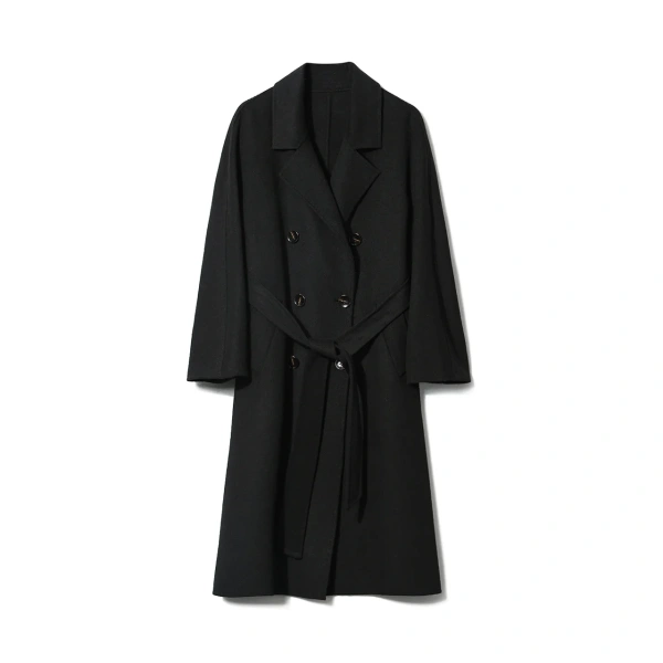 Double Faced Belted Cashmere Coat Winter Handmade Long Wool Coats for Women - Image 2
