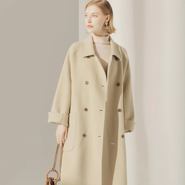 Popular Design Winter High Quality Classic Double-breastedLong Winter  Wool Ladies Coat Women's Wool Blends - Image 5