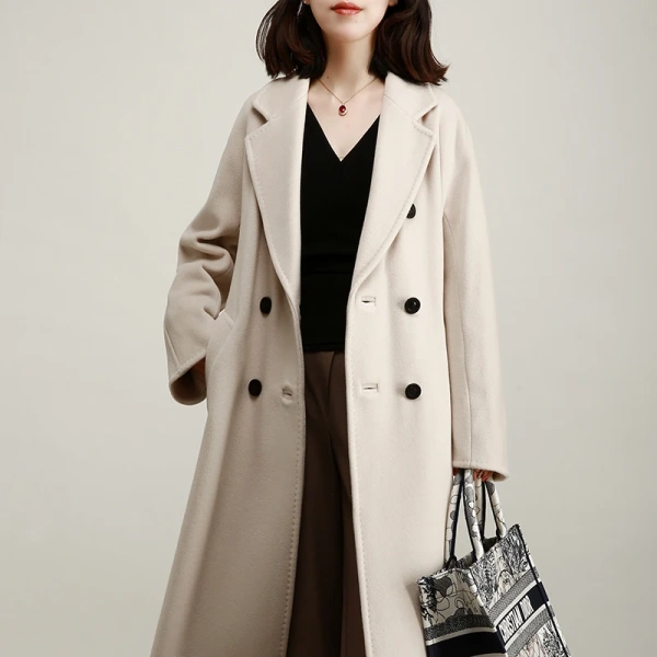 Haute Couture Winter Peru Cashmere Coat Soft Elegant Hot Sale Double-breasted High Quality - Image 3