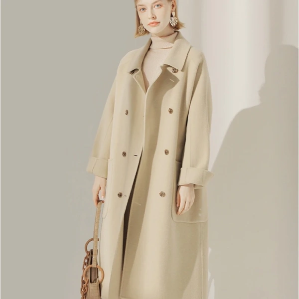 Popular Design Winter High Quality Classic Double-breastedLong Winter  Wool Ladies Coat Women's Wool Blends - Image 2