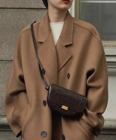 Cashmere Long Lapel Double-breasted Double-faced Wool Handmade Coat