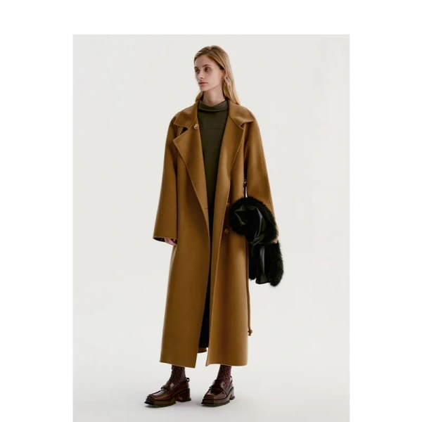 This Winter's New Small Round Neck Thickened Double-sided Wool Warm Coat square Neck Coat Fresh Simple Solid Color - Image 5