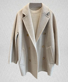 100% Cashmere Short Payment Loose Coat Winter Double-faced Woolen Goods  Handmade Quality Goods Spot Stock