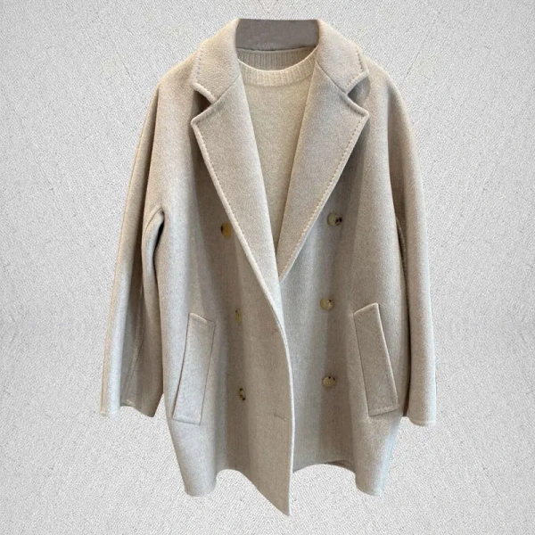 100% Cashmere Short Payment Loose Coat Winter Double-faced Woolen Goods  Handmade Quality Goods Spot Stock