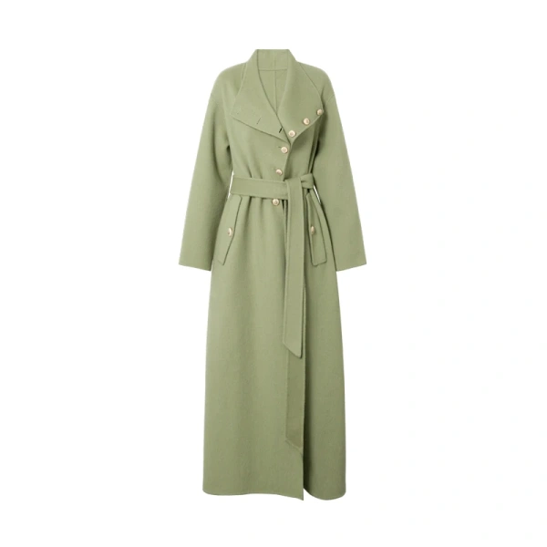 Senior Sense of Large Lapels Laced Double-sided Cashmere Coat Women 2025 Autumn and Winter New Long Temperament Wool Tweed Jacke - Image 5