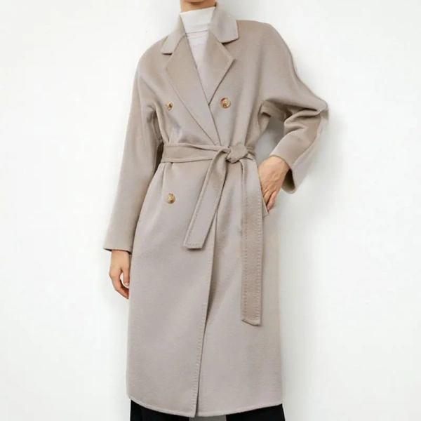High End Water Ripple  Double Sided 100% Cashmere Coat Classic Double-breasted Luxurious Women s Wear - Image 3