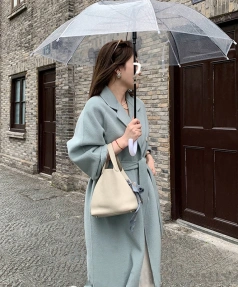 Small Batch Clothing Processing Winter Long Style Wool Women Coat Fashion Commuting Double-breasted With Pocket Handmade