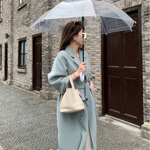 Small Batch Clothing Processing Winter Long Style Wool Women Coat Fashion Commuting Double-breasted With Pocket Handmade