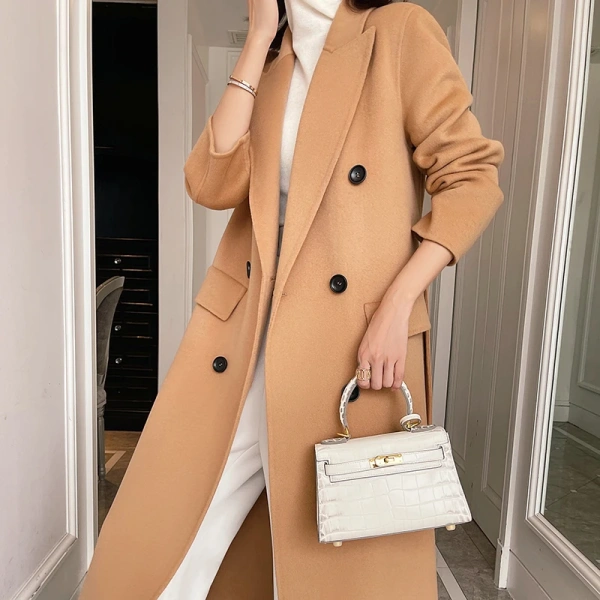 High Quality Handmade in 2025 the New Double Sided  Cashmere Double-breasted Winter Regular Sleeves Fit Coat