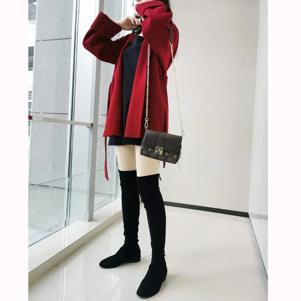 Short Winter  Wool Ladies Coat Women's Wool Blends Hoodie Jacket With Pocket Peru  Europe Fashion Commuting - Image 6