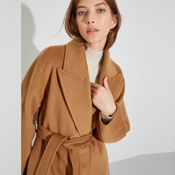 2025 Haute Couture Tie a Belt High Quality Winter High Quality Popular Design Cashmere Coat Jacket Spot Stock - Image 4