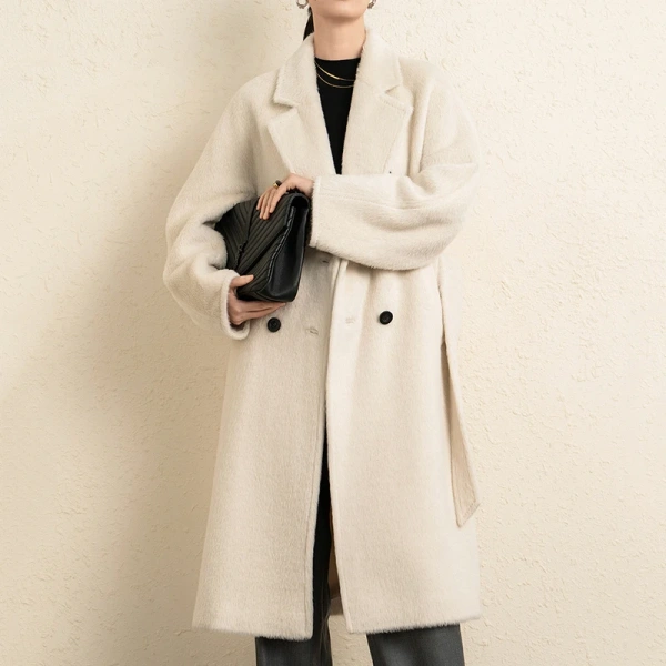 Double Faced Long Woolen Coats Winter Luxury Alpaca Wool Trench Coats for Women - Image 3