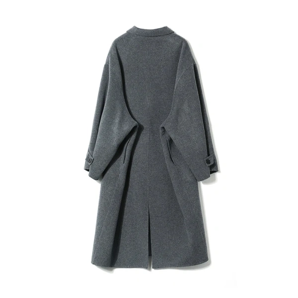Autumn Winter Single Breasted Woolen Coats Luxury 100% Real Sheep Wool Long Coat for Women - Image 2