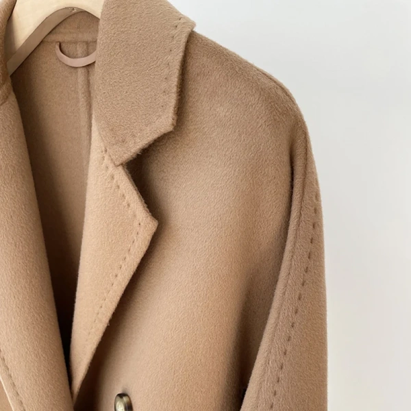 Winter Quality Goods Long Wool Ladies Coat Double-faced Woolen Goods High-end Europe Double-breasted Jacket - Image 6