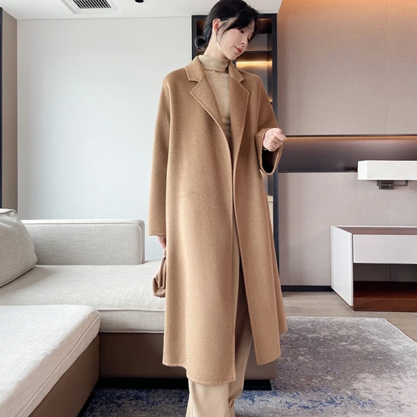 Haute Couture Waterwave Soft Camel Hair Sledgehammer Hand Sewn Classic Reversible Cashmere Coat - Image 4