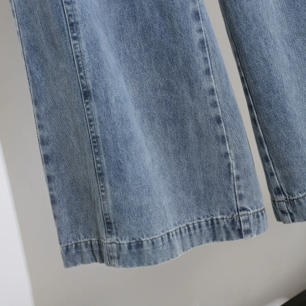 High Waist Long 100% Cotton Jeans Wide Leg Women Denim Pants - Image 3