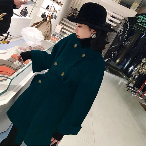 100% Cashmere Black Double-sided Cashmere Coat Female in 2025 the New  Autumn and Winter of Brief Paragraph Woollen Coat - Image 4